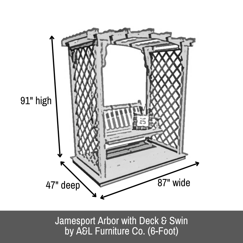 Jamesport Arbor with Deck & Swing - Easy Breezy Porch Swings