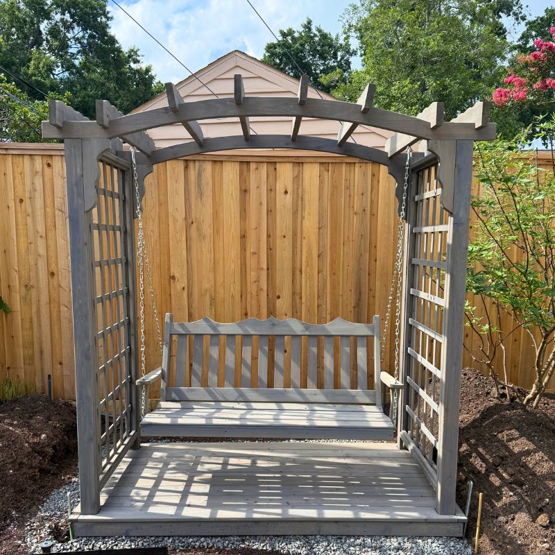 Elegant Deck Arbor with Swing: Transform Your Outdoor Space