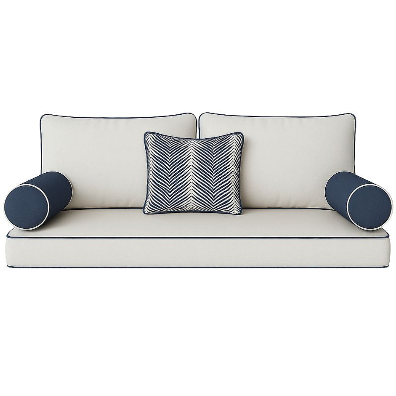Designer series swing bed cushion set in a styled outdoor setting