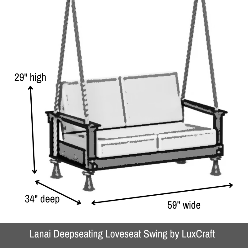 Black Lanai Deep Seating Loveseat Swing - Easy Breezy Porch Swings