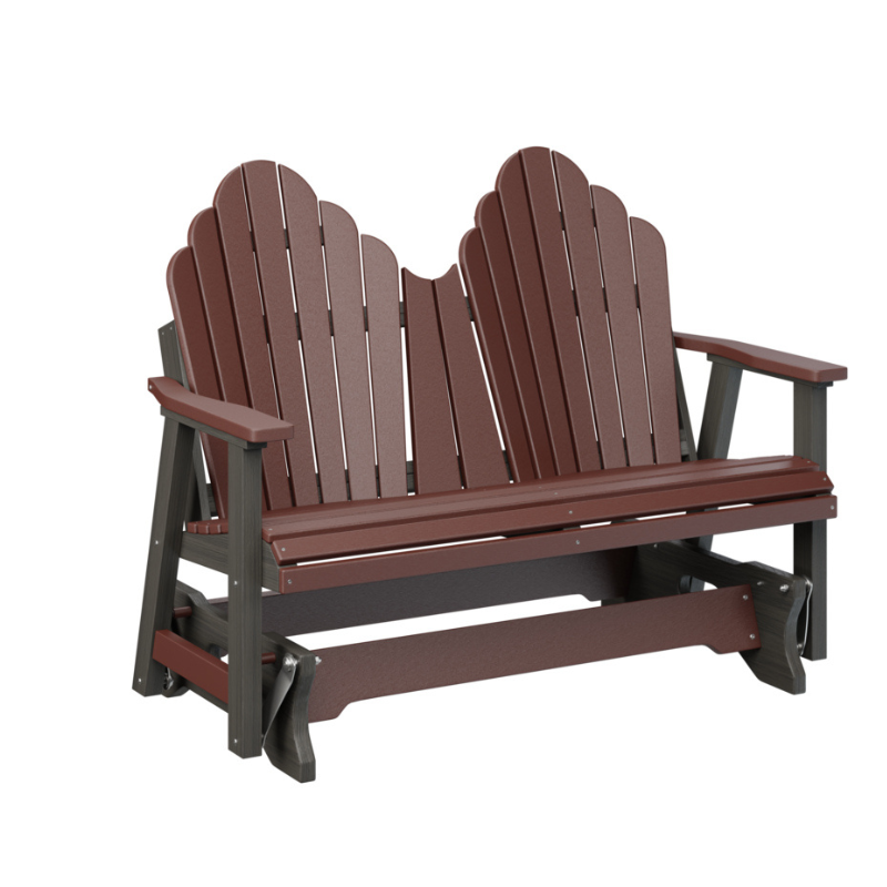 Cozi Back Double Glider - Burgundy + Wood Grain Dark Gray