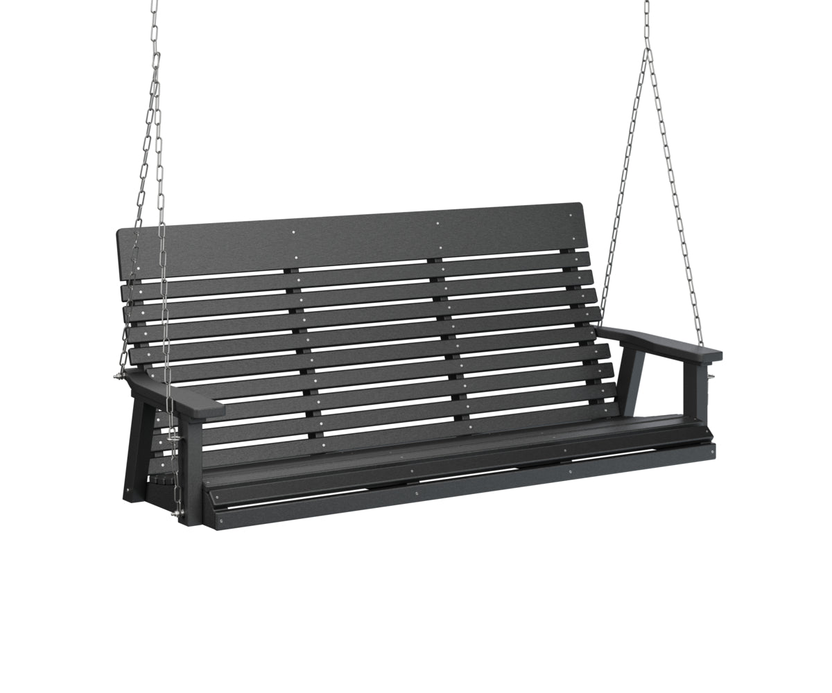 Black Casual-Back Three Seat Swing (Poly) - Easy Breezy Porch Swings