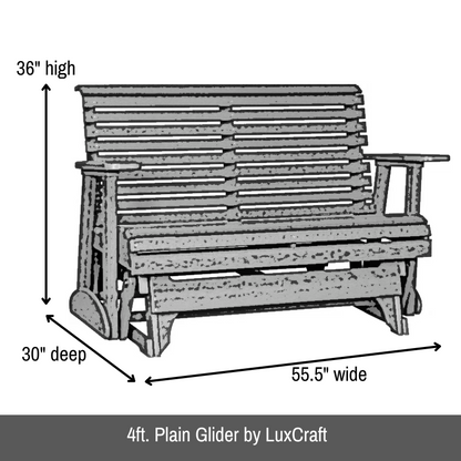 4ft. Plain Glider by LuxCraft - Easy Breezy Porch Swings