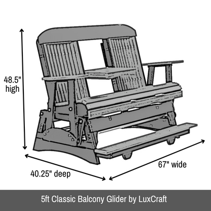 5ft Classic Balcony Glider by LuxCraft - Easy Breezy Porch Swings