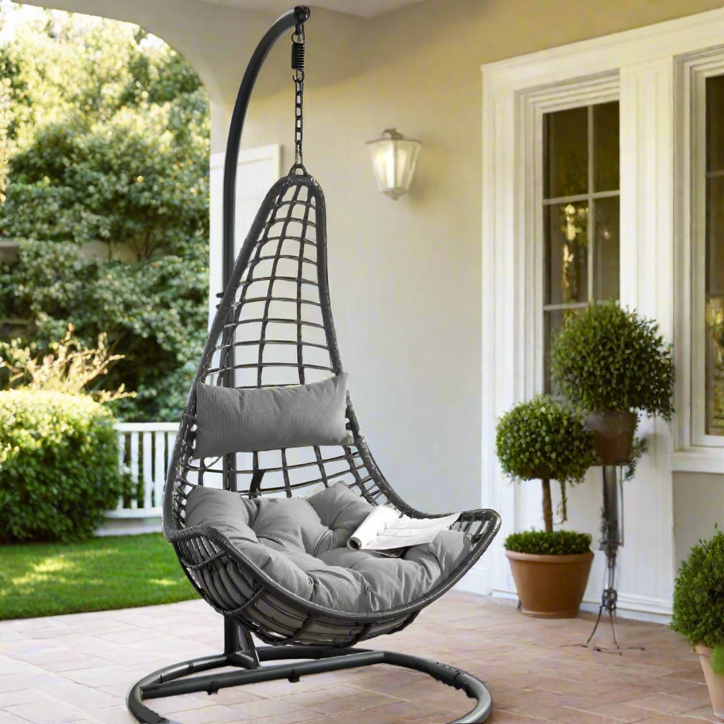 Uzae Patio Hanging Chair with Stand