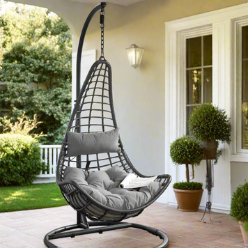 Uzae Patio Hanging Chair with Stand - Easy Breezy Porch Swings