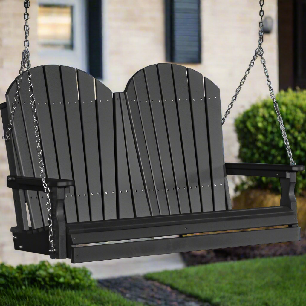 Black Adirondack Porch Swing (Poly) - Easy Breezy Porch Swings