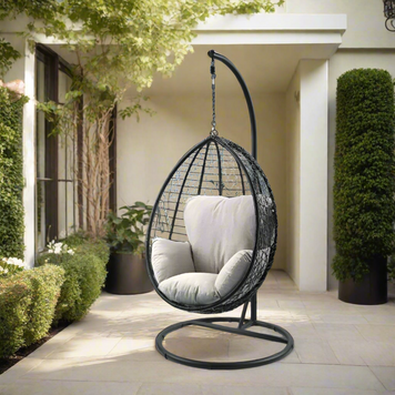 Black Simona Hanging Chair - Easy Breezy Porch Swings