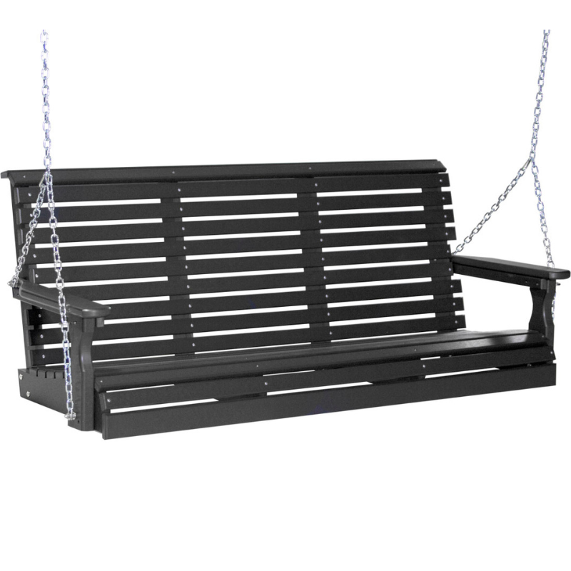 Five-Foot Black Plain Swing with Console (Poly) - Easy Breezy Porch Swings