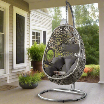 Sigar Modern Patio Hanging Chair with Stand - Easy Breezy Porch Swings