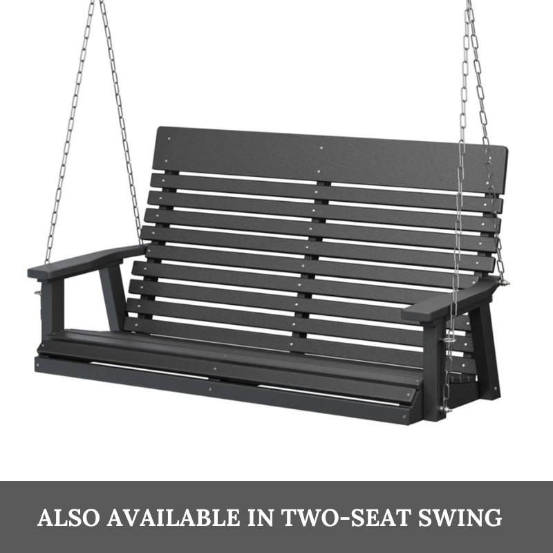 Black Casual-Back Three Seat Swing (Poly) - Easy Breezy Porch Swings