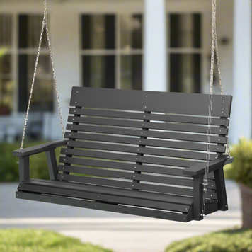 Black Casual-Back Double Swing (Poly) - Easy Breezy Porch Swings