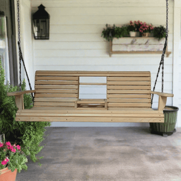 Cypress Swing with Cup Holder - Easy Breezy Porch Swings