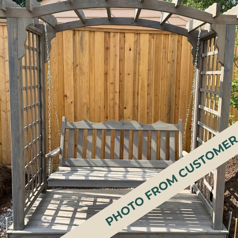 Cambridge Cedar Arbor with Deck and Swing - Easy Breezy Porch Swings