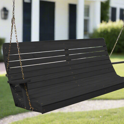 Black Ashby Porch Swing (Pine) - Easy Breezy Porch Swings