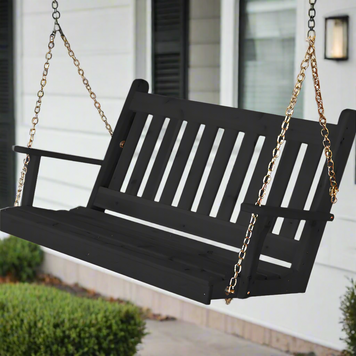 Black Winslow Porch Swing (Cedar or Pine) - Easy Breezy Porch Swings