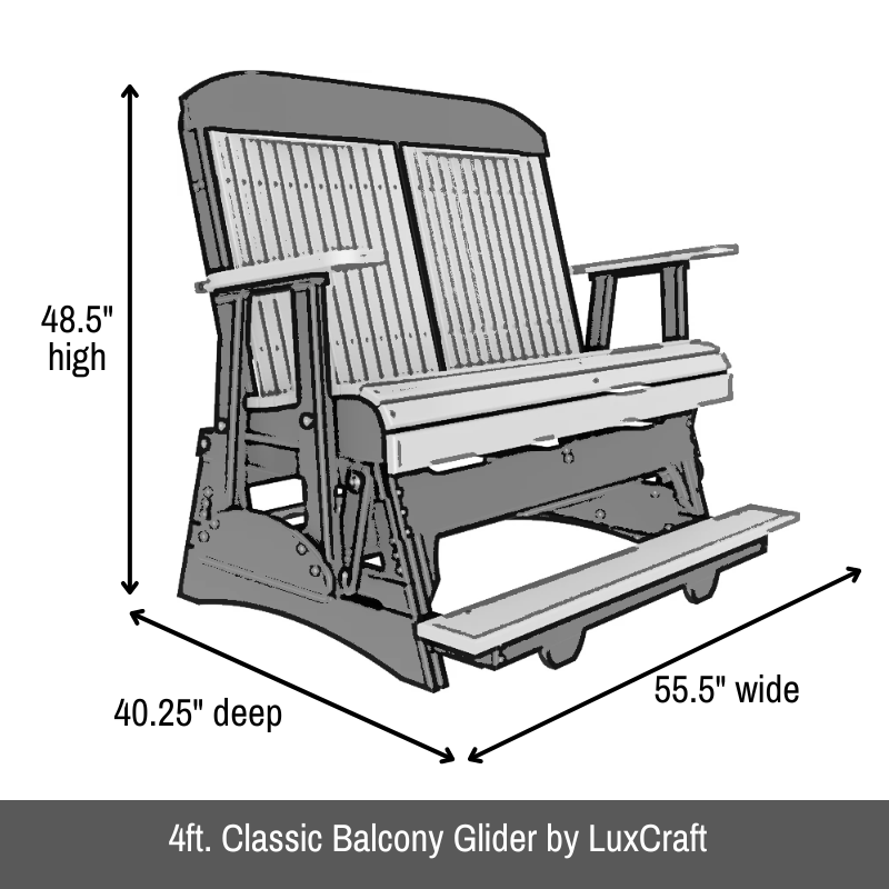 4ft. Classic Balcony Glider by LuxCraft - Easy Breezy Porch Swings