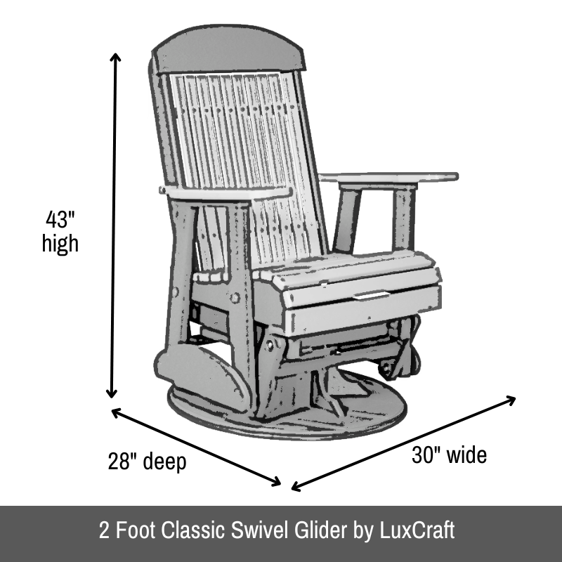 2 Foot Classic Swivel Glider by LuxCraft - Easy Breezy Porch Swings