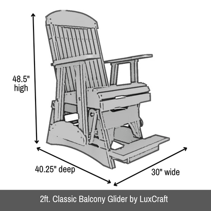 2ft. Classic Balcony Glider by LuxCraft - Easy Breezy Porch Swings