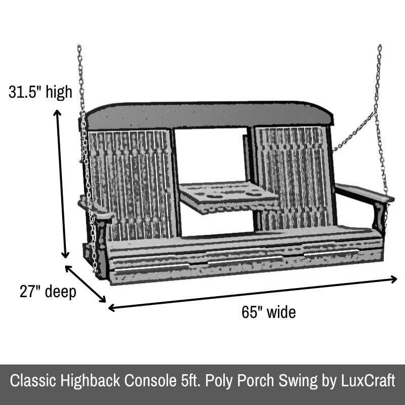 Classic Highback Console 5ft. Poly Porch Swing - Easy Breezy Porch Swings