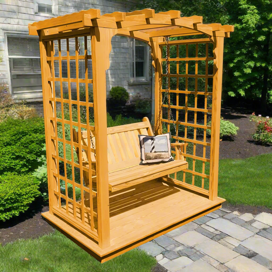 Cambridge Cedar Arbor with Deck & Swing by A&L Furniture Co.