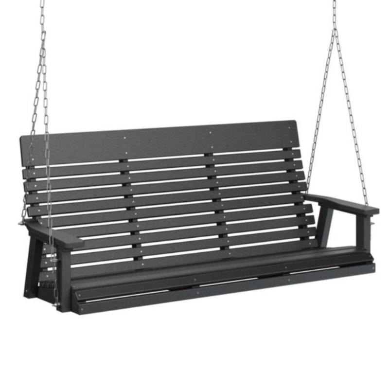 Black Casual-Back Three Seat Swing (Poly) - Easy Breezy Porch Swings