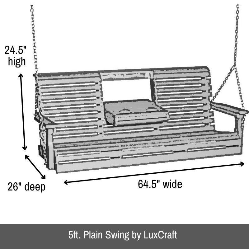 Five-Foot Black Plain Swing with Console (Poly) - Easy Breezy Porch Swings