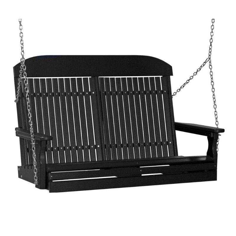 Black Classic Highback Porch Swing (Poly) - Easy Breezy Porch Swings