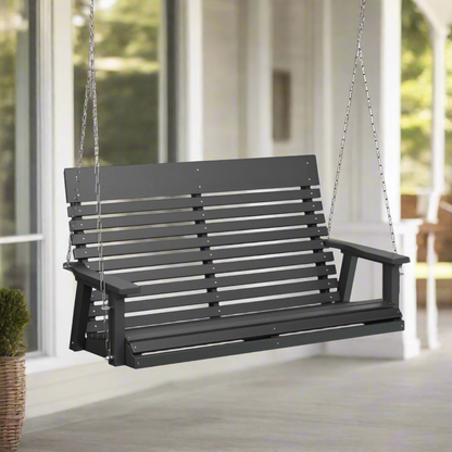 Black Casual-Back Double Swing (Poly) - Easy Breezy Porch Swings