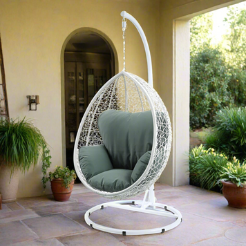 White Simona Hanging Chair - Easy Breezy Porch Swings