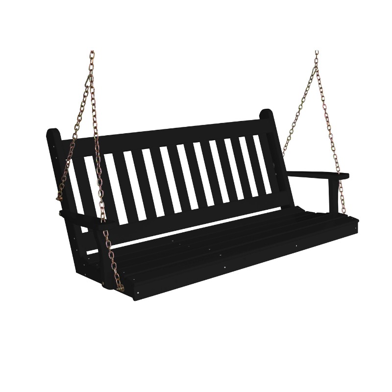 Black Winslow Porch Swing (Cedar or Pine) - Easy Breezy Porch Swings