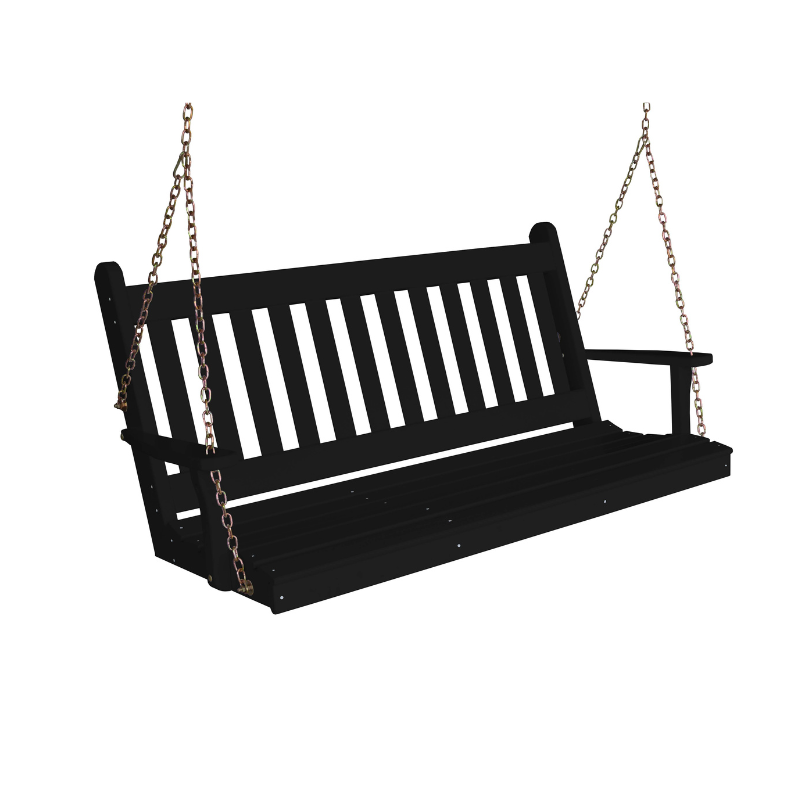 Black Winslow Porch Swing (Cedar or Pine) by PorchCraft