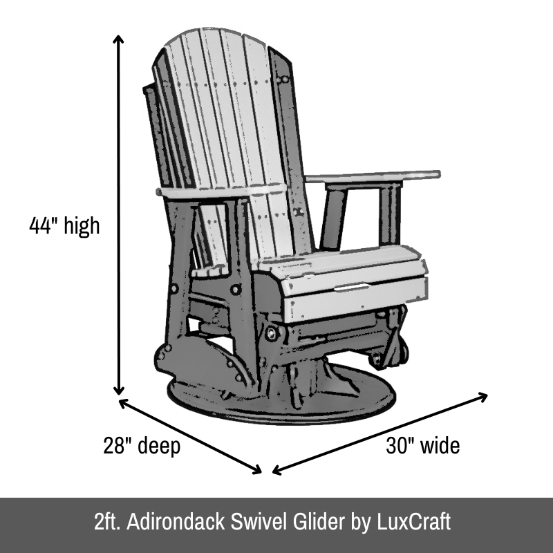 2ft. Adirondack Swivel Glider by LuxCraft - Easy Breezy Porch Swings