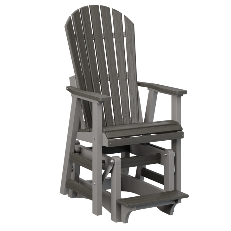 2ft. Comfo Back Single Counter Glider with Footrest by Berlin Gardens - Wood Grain Dark Gray + Light Gray