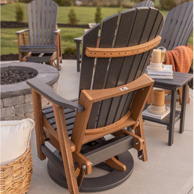 2ft. Comfo Back Single Counter Glider with Footrest by Berlin Gardens - Wood Grain Dark Gray + Natural Teak