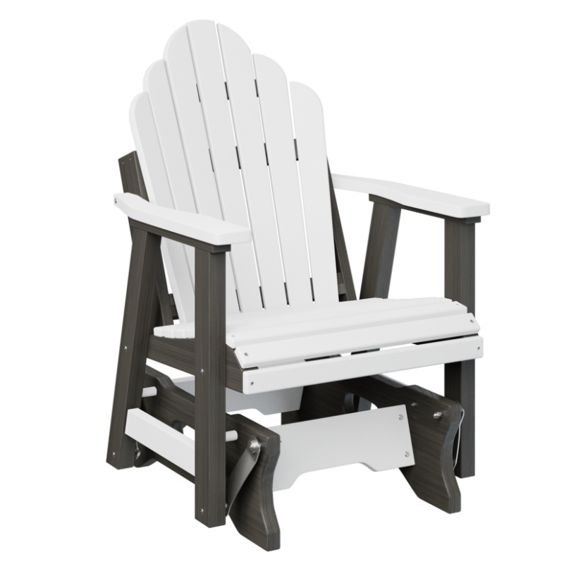 2ft. Cozi Back Single Glider by Berlin Gardens - White + Wood Grain Dark Gray 