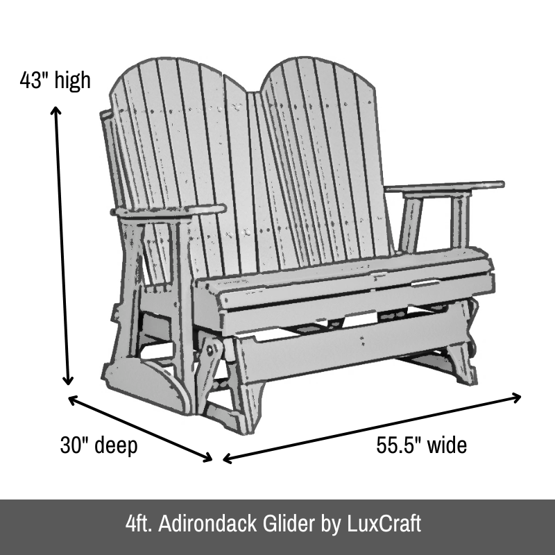 4ft. Adirondack Glider by LuxCraft - Easy Breezy Porch Swings