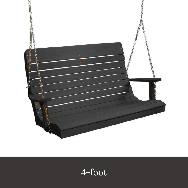 Black Ashby Porch Swing (Pine) - Easy Breezy Porch Swings