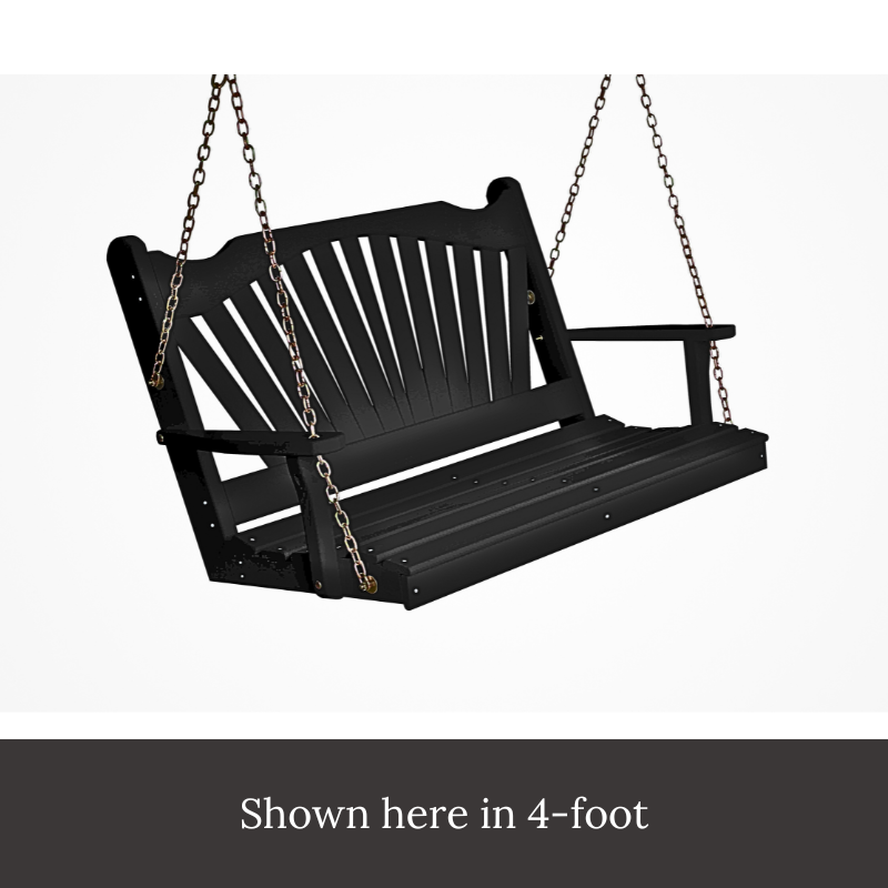 Black Fanback Porch Swing (Cedar or Pine) - Easy Breezy Porch Swings