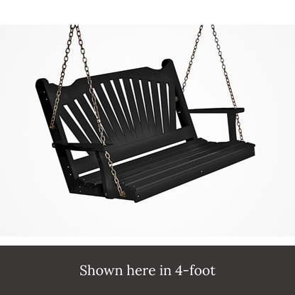 Black Fanback Porch Swing (Cedar or Pine)