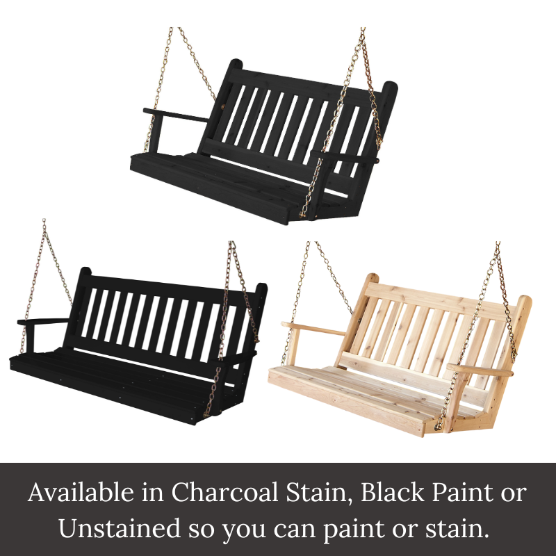 Black Winslow Porch Swing (Cedar or Pine)