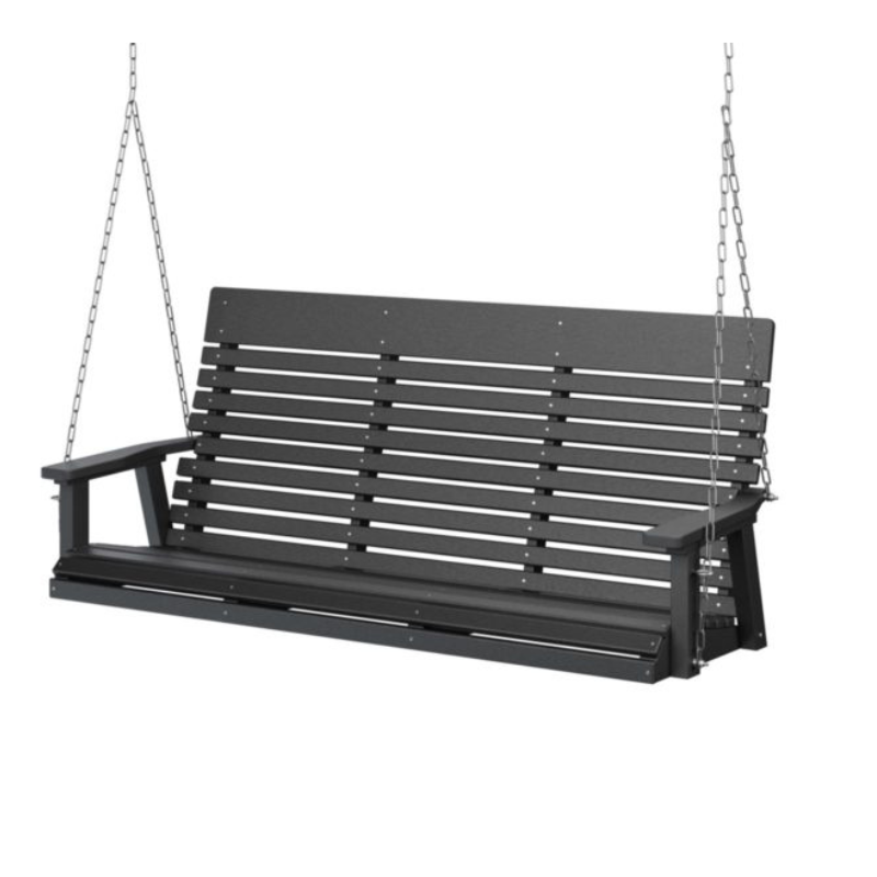 Black Casual-Back Three Seat Swing (Poly) - Easy Breezy Porch Swings