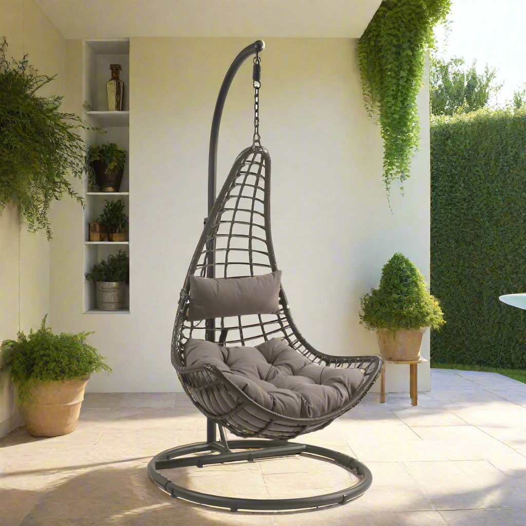 Uzae Patio Hanging Chair with Stand