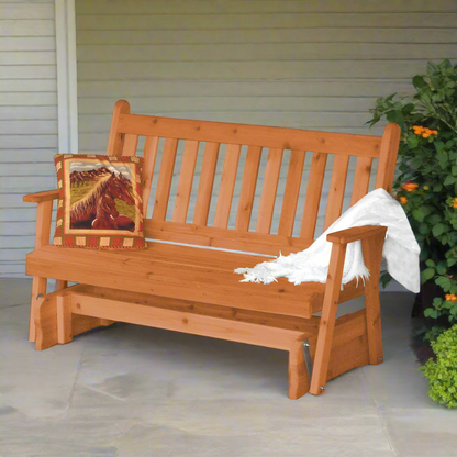 Traditional English Red Cedar Porch Glider - Easy Breezy Porch Swings