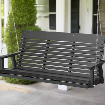 Black Casual-Back Three Seat Swing (Poly) - Easy Breezy Porch Swings