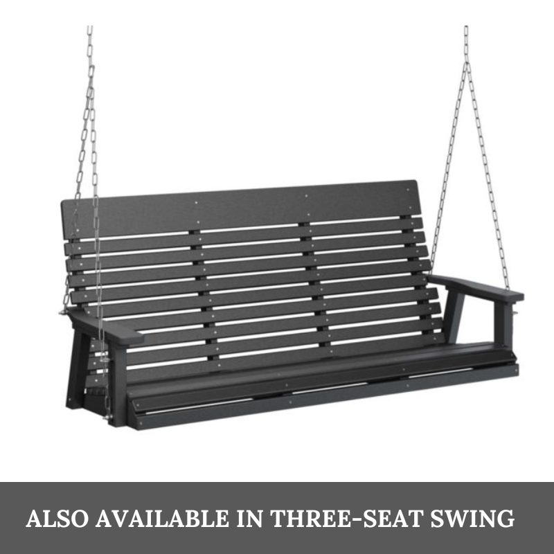 Black Casual-Back Double Swing (Poly) - Easy Breezy Porch Swings