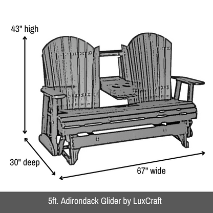 5ft. Adirondack Glider by LuxCraft - Easy Breezy Porch Swings