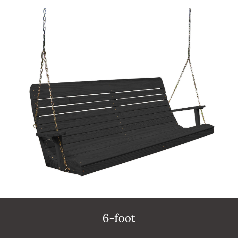 Black Ashby Porch Swing (Pine) - Easy Breezy Porch Swings