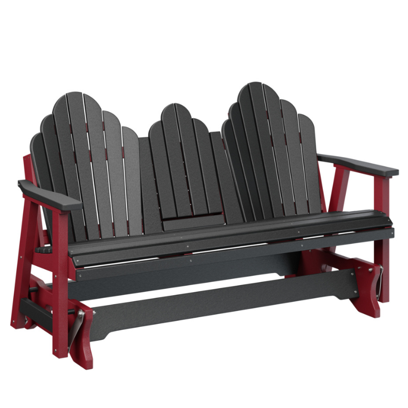 Cozi Back Three Seat Glider with Console - Black + Scarlet Red