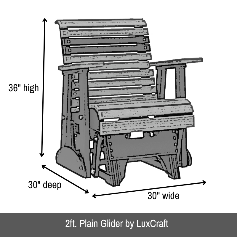 2ft. Plain Glider by LuxCraft - Easy Breezy Porch Swings